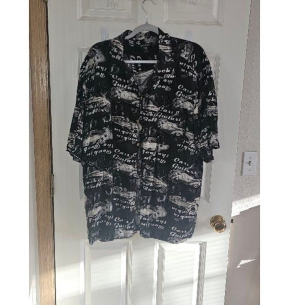 Men's GEORGE Black & White Casual Button Down Shirt XXL